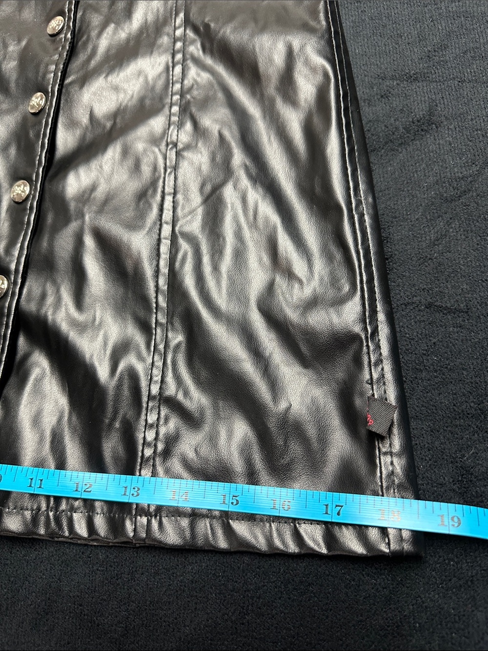 TRIPP NYC Sleeveless Faux Leather Goth Collared Snap Front Dress - Black, Small - Picture 7 of 11